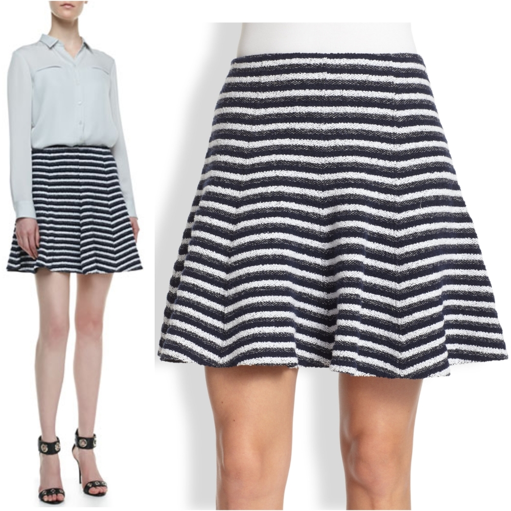 Theory Lyerly Flared Striped Knit Skirt